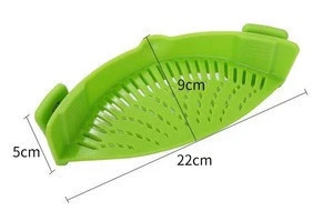 Clip on Flexible Silicone Strainer Snap &#39;N Strain Strainer Vegetable Colander Container