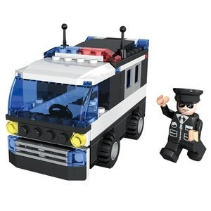 COGO Car Vehicle Truck Policeman Dolls Cruiser Bricks Building Blocks educational Play Set for Kids