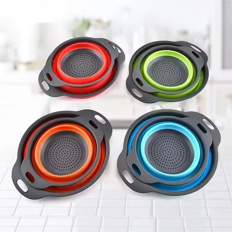 Buy Collapsible Colander Set Basket Fruit Vegetable Washing Silicone ...