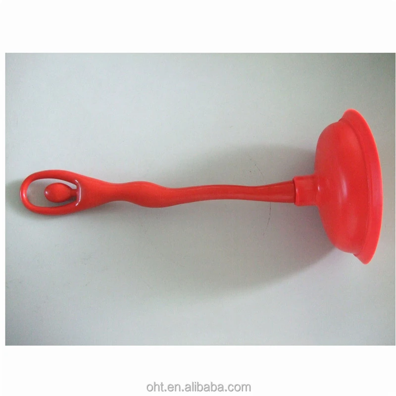 colored PVC toilet plunger pump with long handle