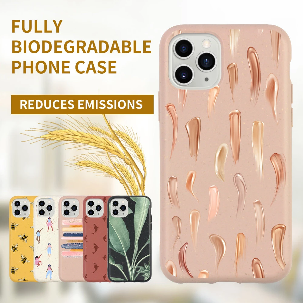 Compostable Wheat Straw Degradable Eco Friendly Recycled Phone Case For iPhone 11 Pro Max Mobile Phone Cover For iPhone 12 Case