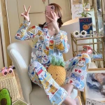 Conjunto De Pijama Feminino Long Sleeve Printed Patterned Cartoon Pijama Pyjama Femme WomenS Sleepwear