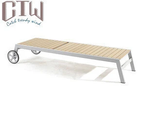 CTW Aluminum Frame Beach Bed / Plastic Wood Sun Lounger Chaise Lounger