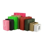 Custom logo printed white Kraft paper gift bags 12x15x6cm with round rope handles