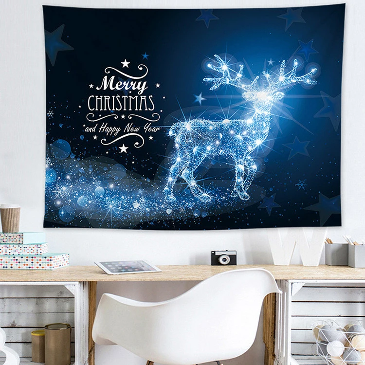 Custom Digital Printing Christmas Pattern Wall Tapestry For Home Decor