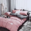 Custom Double-sided pure color bedding set polyester Duvet Cover Set king/queen 4-piece(pink and gray)
