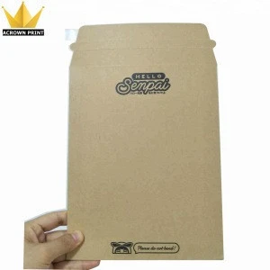 Custom Eco friendly recycled cardboard shipping mailing courier bag Self-sealing rigid kraft mailer bags