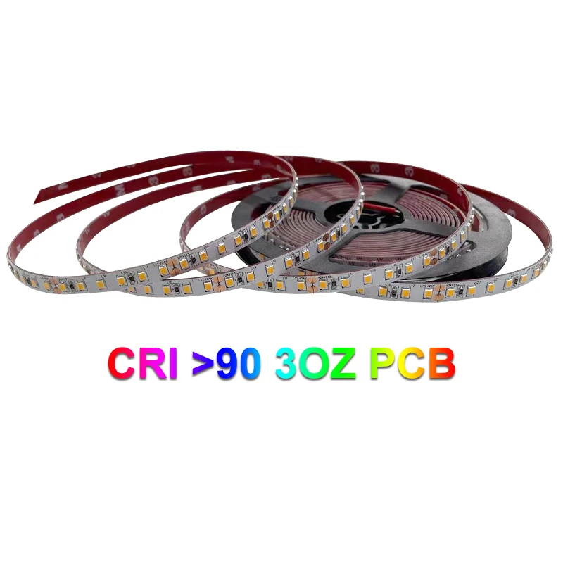 custom high cri thickness 3OZ PCB 2835 led strip super bright 60 120led/m 12v 24v 3000K 4000K 6000K