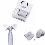 Custom men's square scarf, cuffli tie gift box business formal wear wedding polyester silk tie dye t shirts set