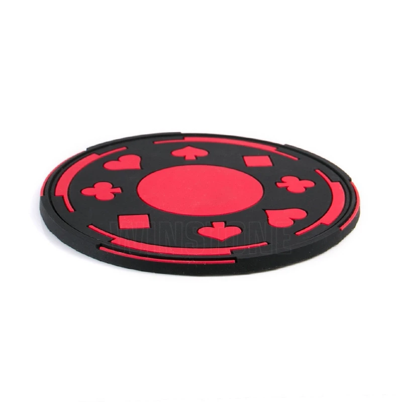 Custom Soft PVC Poker Chip Drink Coasters Rubber Wine Cup Pad for Casino Gifts