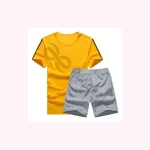 Custom Summer Men Cotton T-Shirt Shorts Sets Breathable Colorful Short Tracksuit Sets With Contrast colors for Men