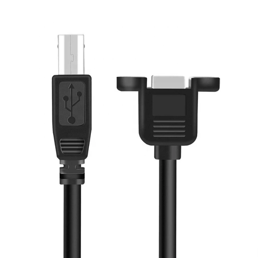 Custom usb B male to female printer extension cable usb B male to usb B female with Panel Mount Screw Lcok cable