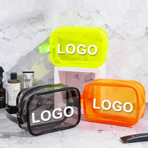 Customize clear waterproof travel wash zipper toiletry pouch set novation transparent pvc makeup organizer cosmetic bags cases