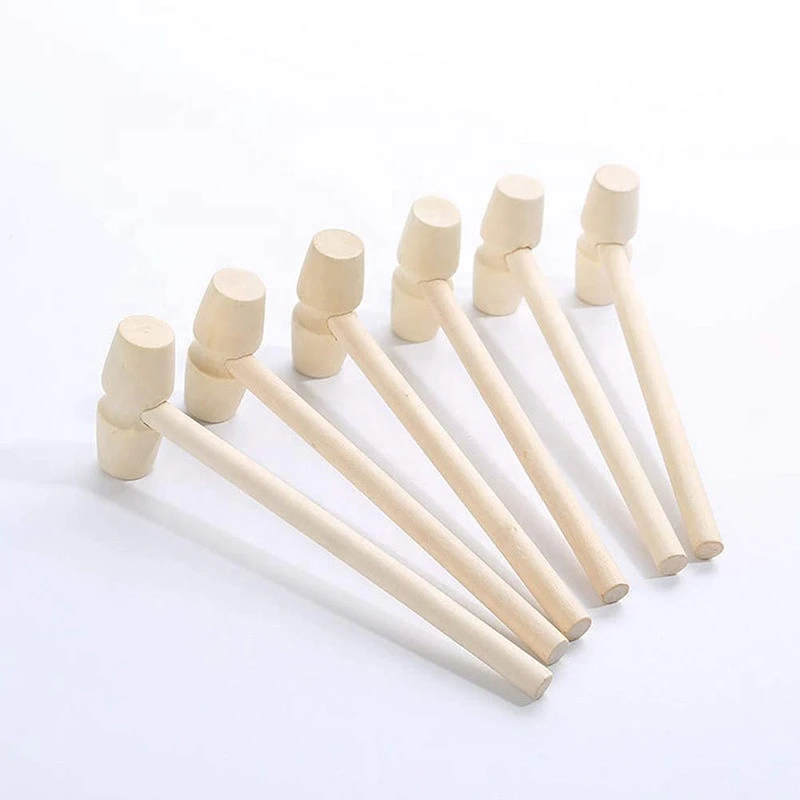 Customize Mini Wooden Hammer for Chocolate Accessories Kids Educational Toy DIY Hand Craft Gavel Tool
