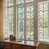Decorative Window Film Cling Designs Vinyl No Glue Privacy Film, Static Cling Stained Glass Window Film for Bathroom