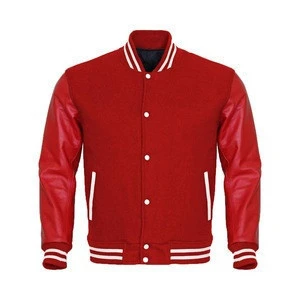 Design Your Own Custom Varsity Jacket / letterman jackets with red leather sleeves and red wool body