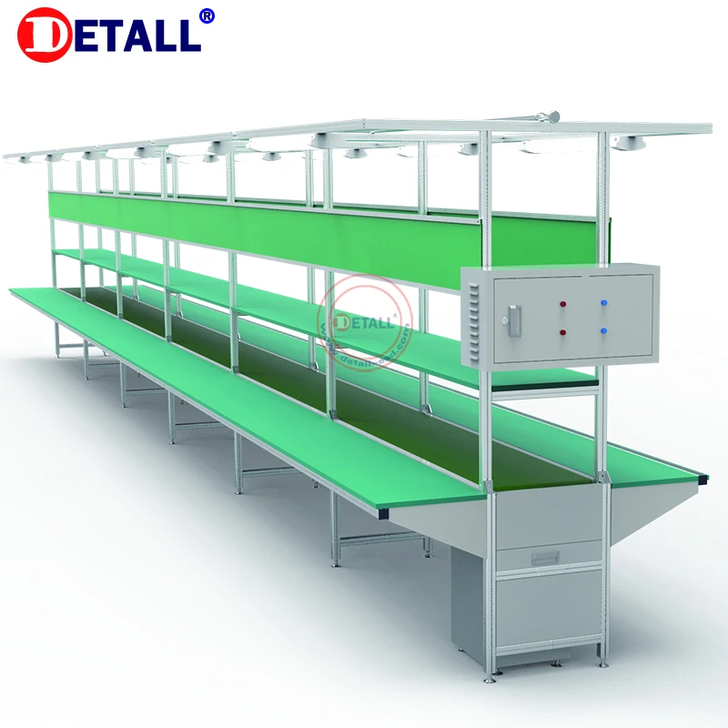 Detall-tv and mobile phone production assembly conveyor belt and roller line with electric motor