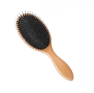 Detangling Comb Wood Handle Boar Bristles Hair Brush