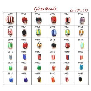 Different Color Chevrons Oval Shape Lampwork Glass Bead