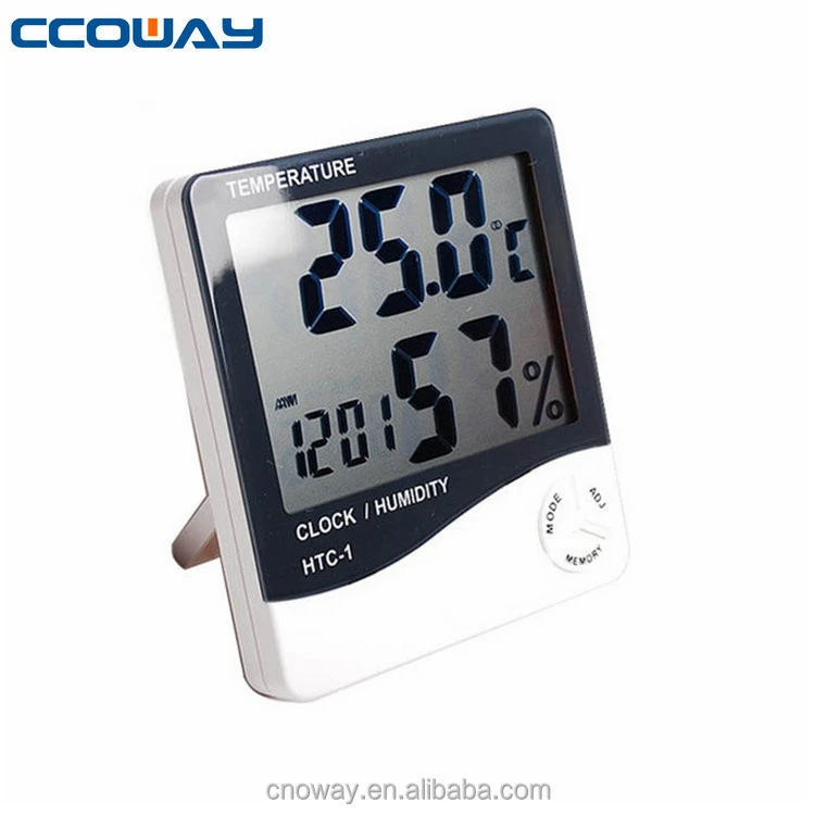 Digital LCD display wall clock with temperature and humidity thermometer