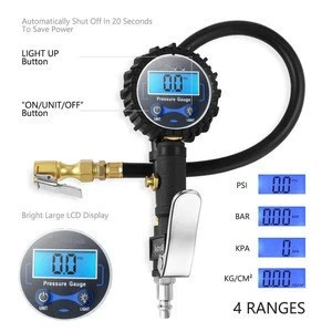 Digital Tire Inflator with Pressure Gauge 250 PSI Air Chuck and Compressor Accessories  with Rubber Hose