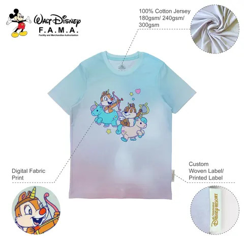 DisneyFAMA Customized High Quality Cotton Tshirt Printing Women Oversize Digital AOP Tshirts with Logo Custom Logo Printed