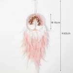 Dreamcatcher Pink Feather Handmade Gem Stone Tree of Life Dream Catcher