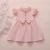 Import Dress summer skirt 6M-5T cotton linen crepe flapper sleeve stitched bow solid color princess dress Girl from China