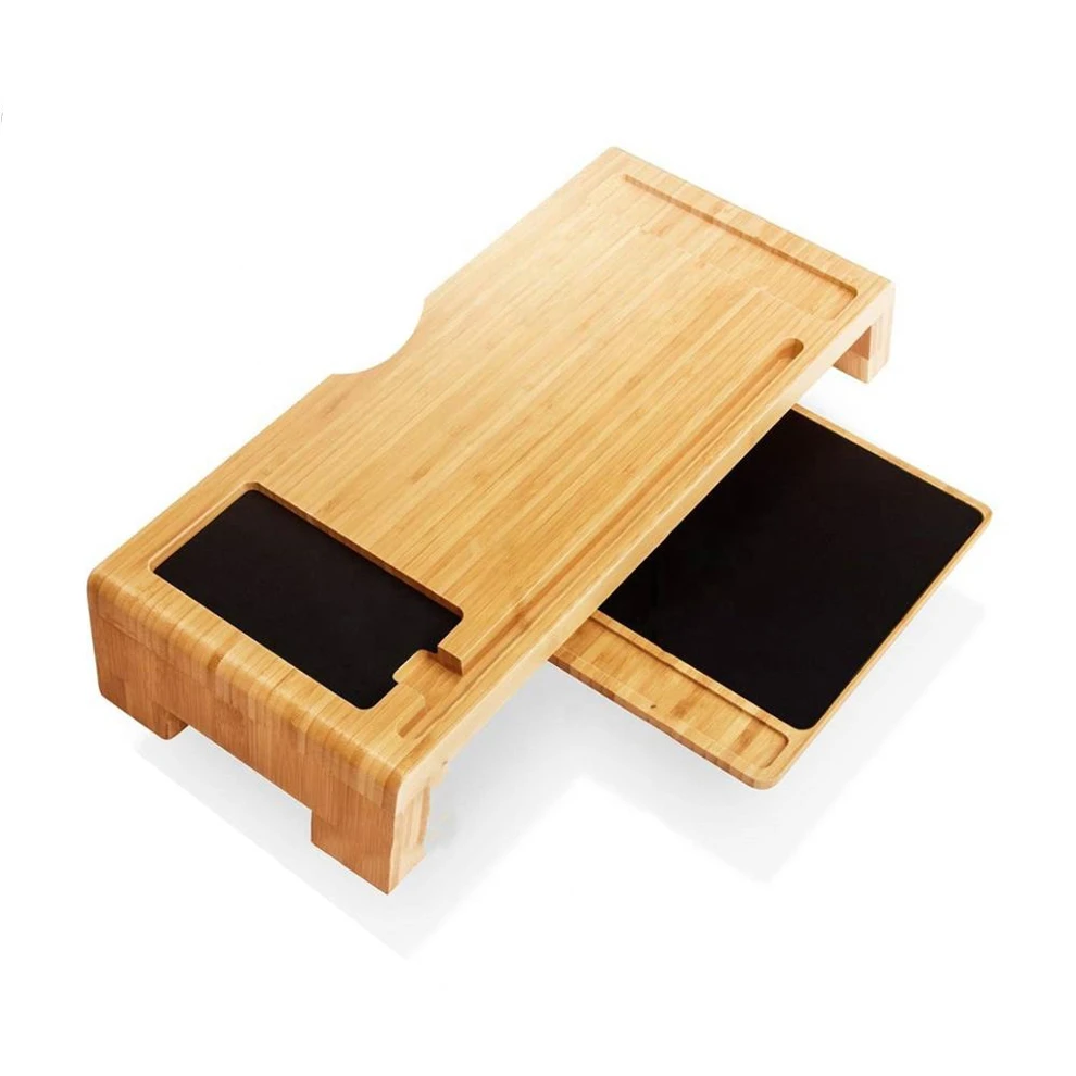 Eco-Friendly Bamboo Laptop Desk Home Office Bamboo Wood Computer Monitor Stand