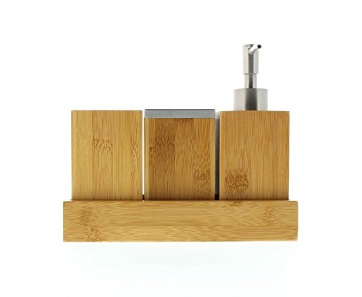 Eco-friendly  bamboo material classical bathroom accessory set  - 4 pcs /set
