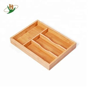 Eco Friendly healthful 4 lattice kitchen bamboo cutlery storage tray