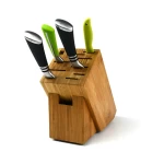 Eco-friendly Kitchen Bamboo Knife Storage Stand Square Wood Insert Knife holder Rack Knives Set Block
