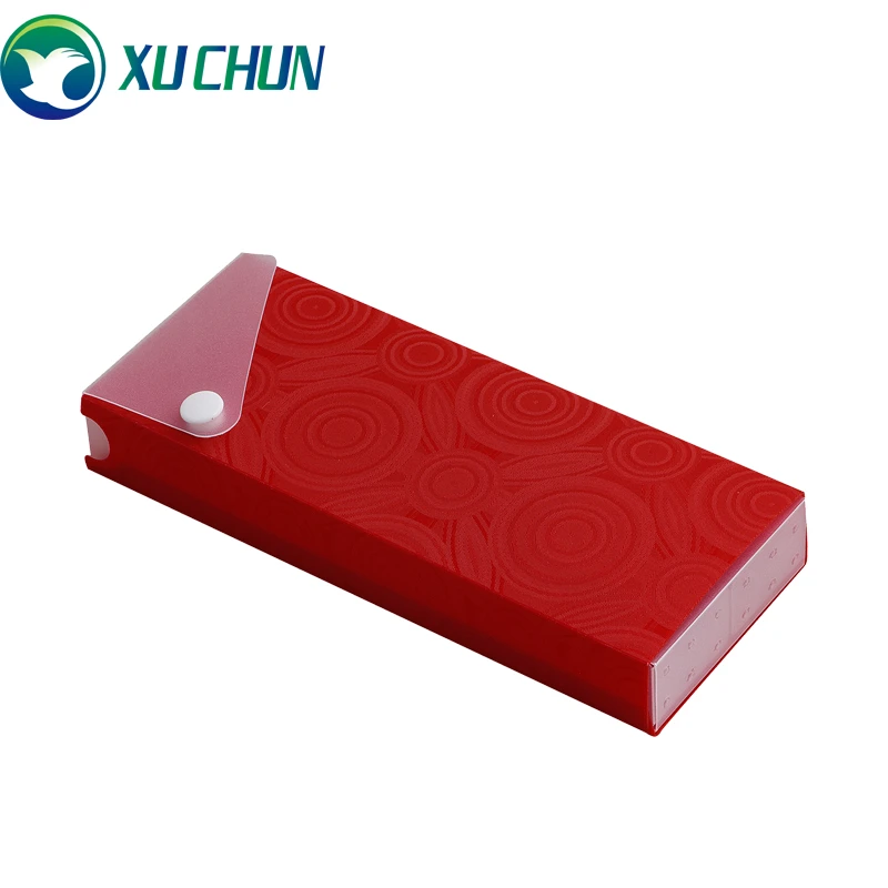 Eco-friendly PP plastic student Pencil box pencil case and bag with button for school