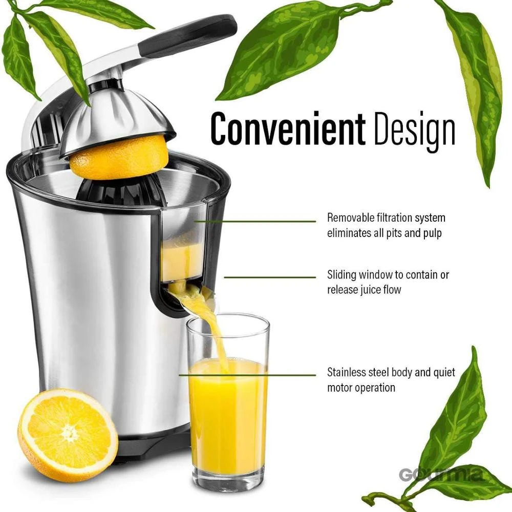 Electric Citrus Juicer Stainless Steel 160 Watts Cone Lid One Size Fits All Fruit Orange Juicer Lemon Squeezer Extractor