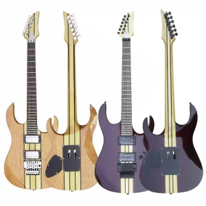 Electric guitar neck through body 6 strings nature color top high quality guitars