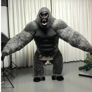 Enjoyment CE long fur inflatable Realistic gorilla mascot animal costume for sale