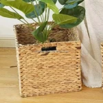 ENWEI sea grass straw woven storage basket rack vegetable rack kitchen metal fruit storage basket