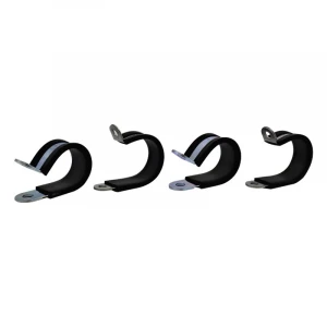 EPDM Rubber Lining Rubber 304 Stainless Steel Black 28mm Diameter hose clips Rubber clamp W4