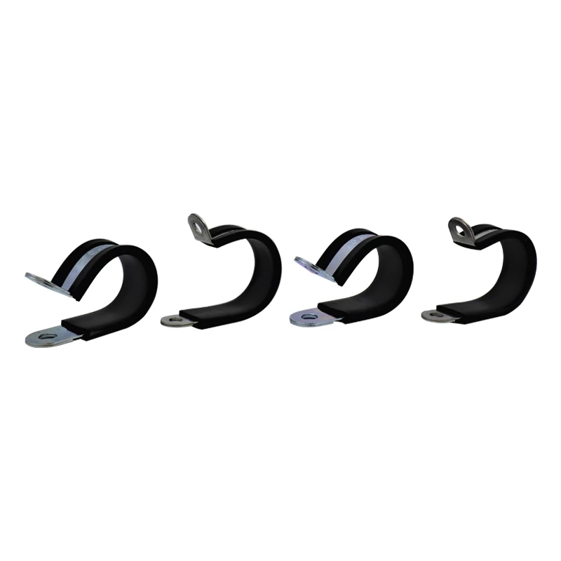 EPDM Rubber Lining Rubber 304 Stainless Steel Black 28mm Diameter hose clips Rubber clamp W4