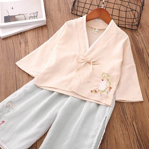 ethnic style girls cotton and linen hanfu children tang suit Chinese traditional clothing for kids