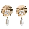 European and American alloy shell imitation pearl earrings