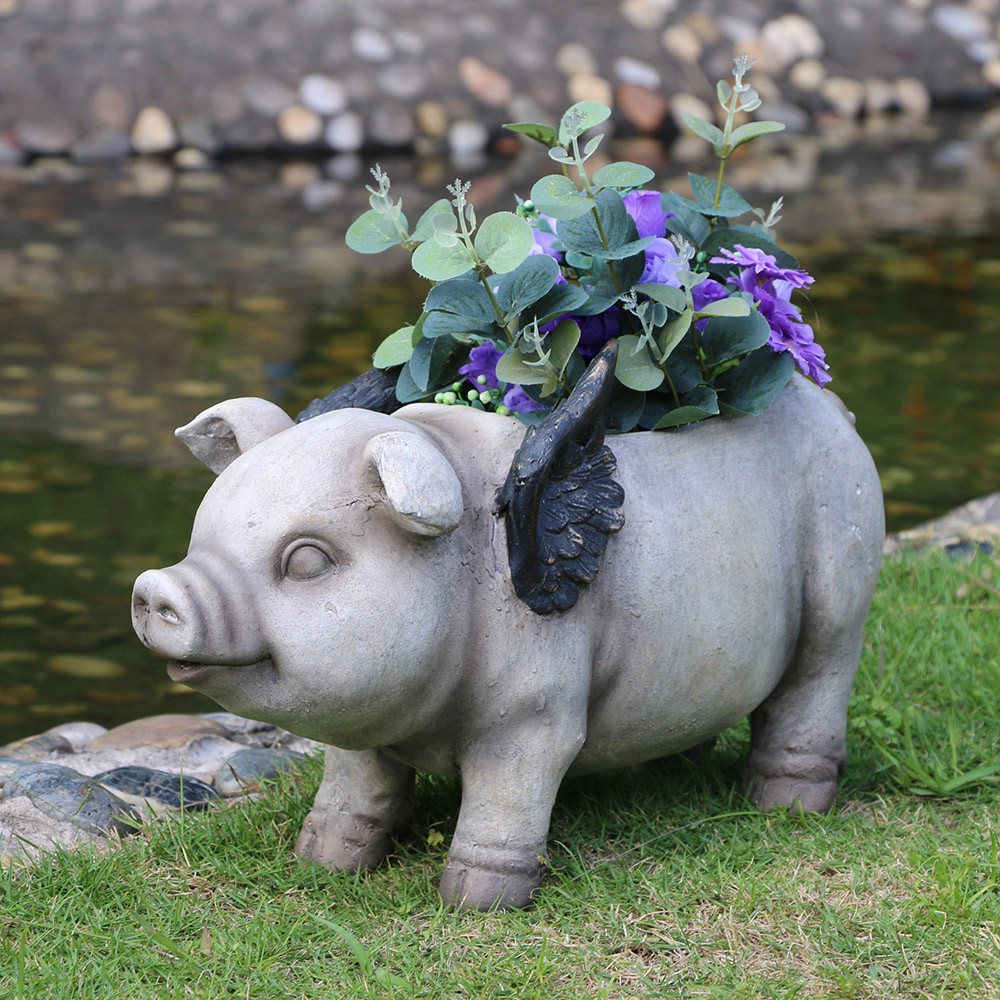 Exclusive resin flower pot animal pig planter for sale