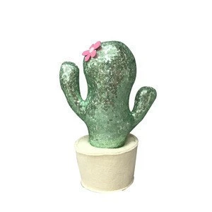 fabric mini artificial bonsai  decor green home accessories interior decoration cactus with sequin