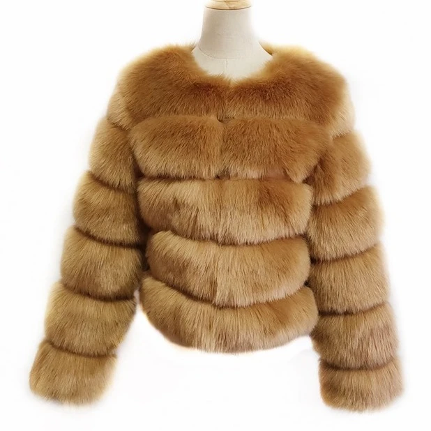 Factory Direct Women Fake Fox Fur Coat Elegant Thick Warm Outerwear Faux Fur Jacket New Fashion