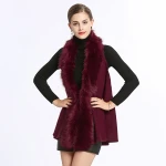 Factory Price Autumn Winter Super Popular Women Fur Vest Sleeveless Faux Fox Fur Collar Vest