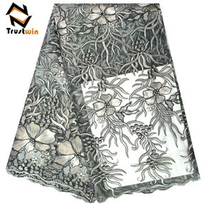 Factory price Rich stone  african lace fabrics french lace for party