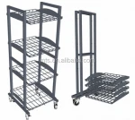 Factory Supply 4 Tier Metal Display Stand Supermarket 4 Wheels Advertising Display Rack