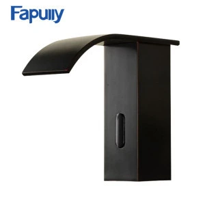 Fapully Sensor Tap Bathroom Black Waterfall Automatic auto faucet sensor  Single Lever washbasin mixer taps