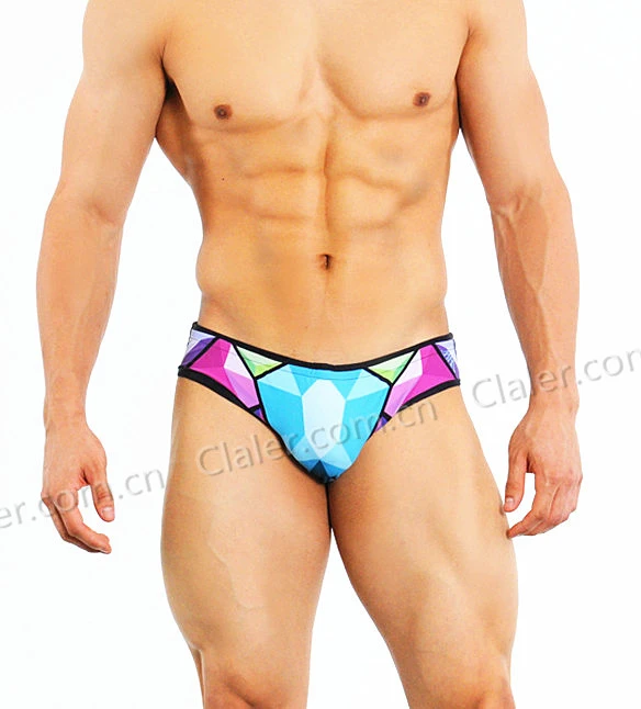 Fashion colorful geometry pattern cotton mens boxer briefs sexy strong men underwear mature briefs boxers