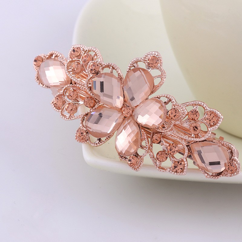 Fashion zinc alloy crystal rhinestone spring hair clip flower rose hairgrips big size hair clip accessories jewelry